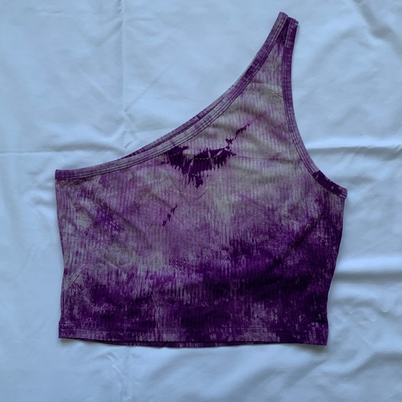 SHEIN One Strap Purple Tie-Dye Crop Top - Picture 6 of 8